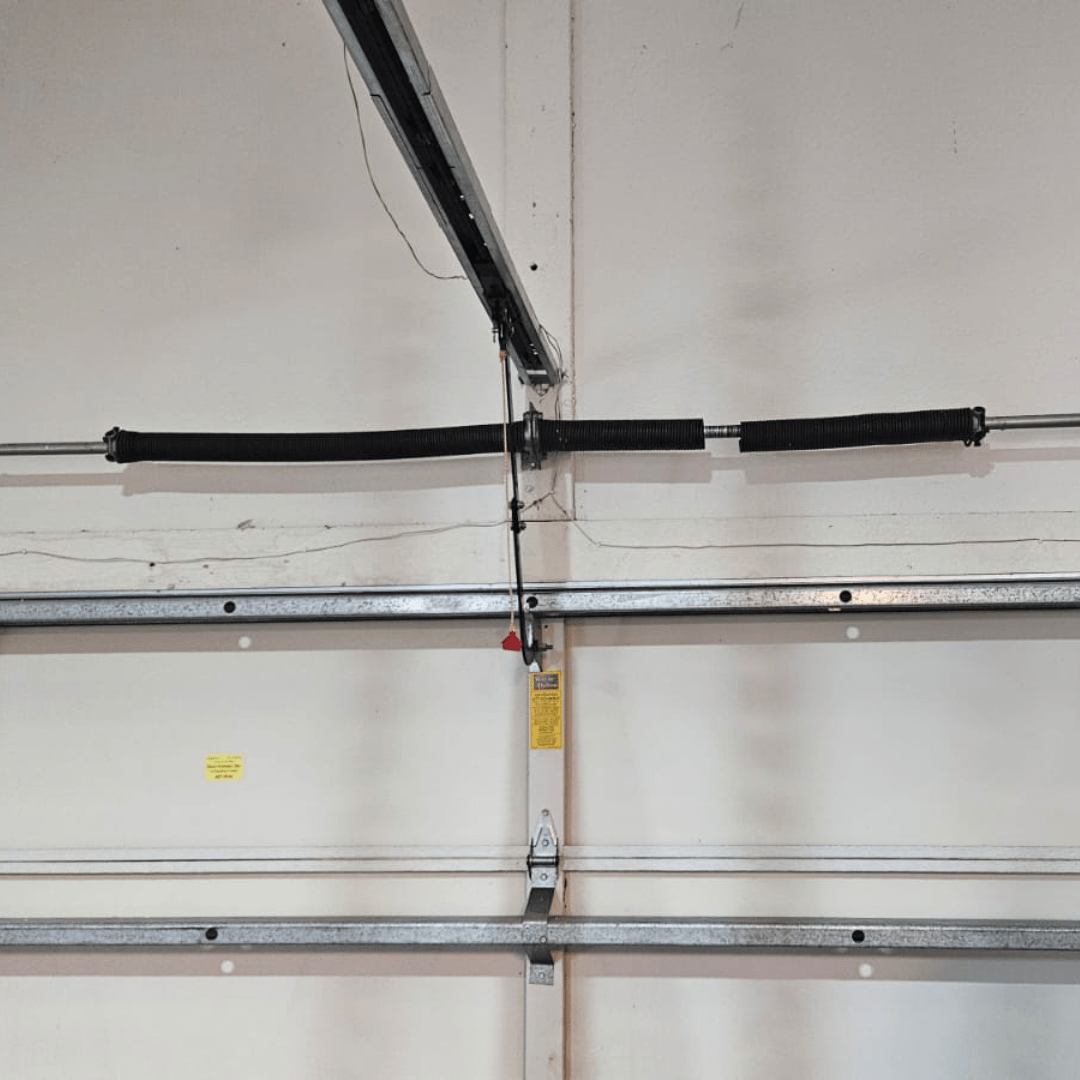 Inside view of broken garage spring