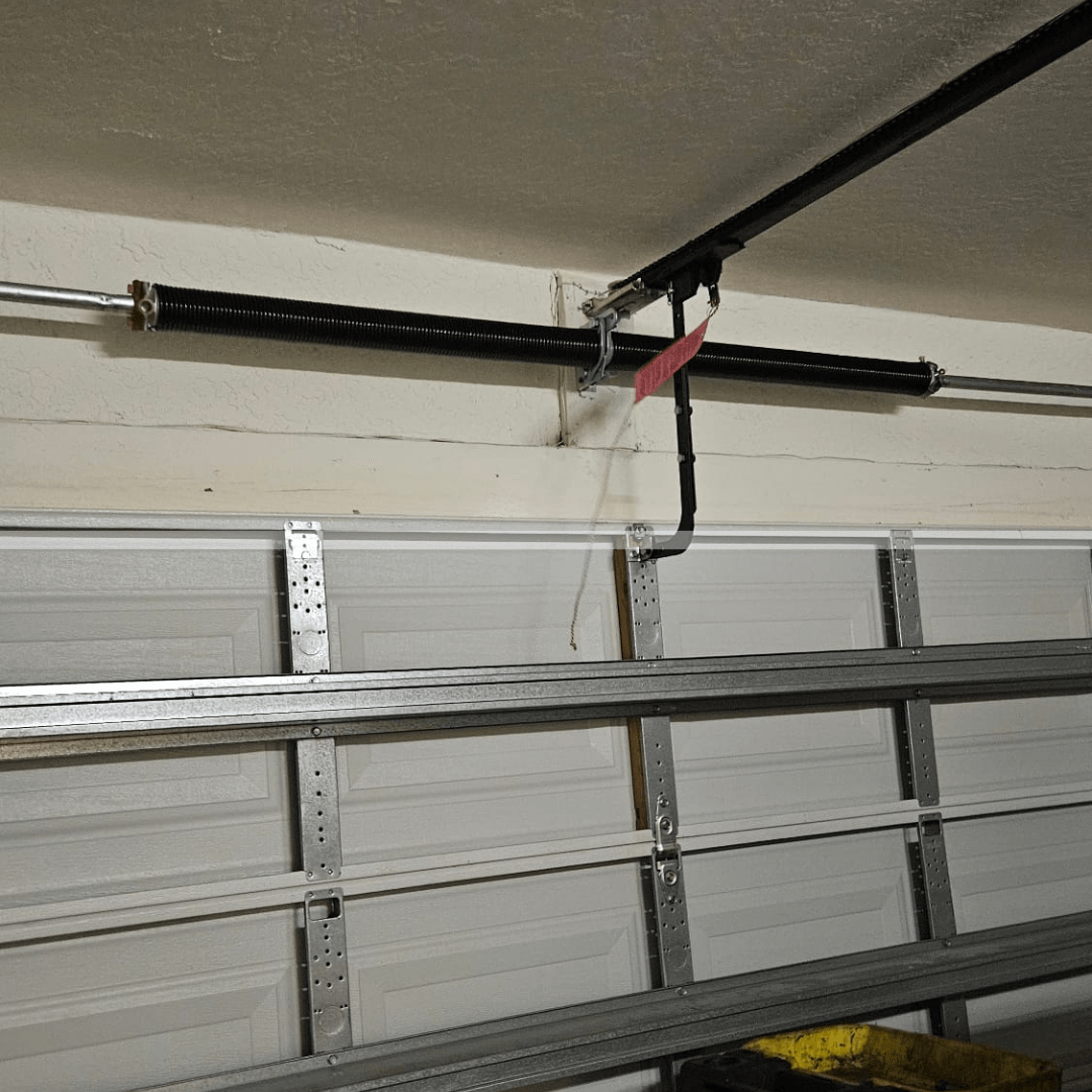 Inside view of broken garage spring